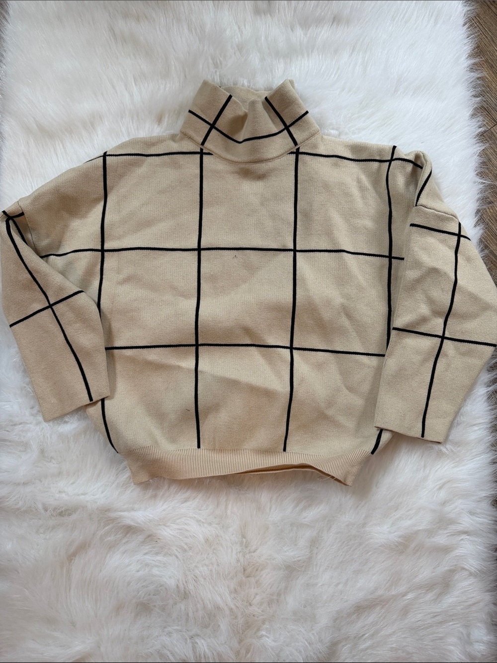Chicwish Cream Sweater with Black Stripe